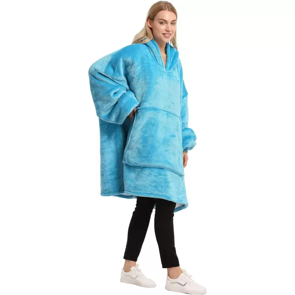 Catalonia Oversized Blanket Hoodie Sweatshirt Wearable Sherpa Blanket Pullover Ideal GiftingBlue