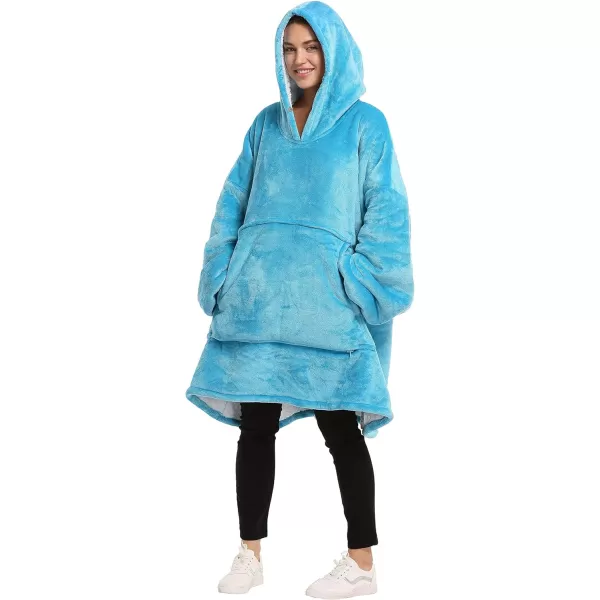 Catalonia Oversized Blanket Hoodie Sweatshirt Wearable Sherpa Blanket Pullover Ideal GiftingBlue