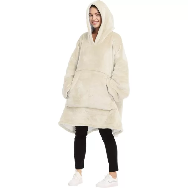 Catalonia Oversized Blanket Hoodie Sweatshirt Wearable Sherpa Blanket Pullover Ideal GiftingIvory