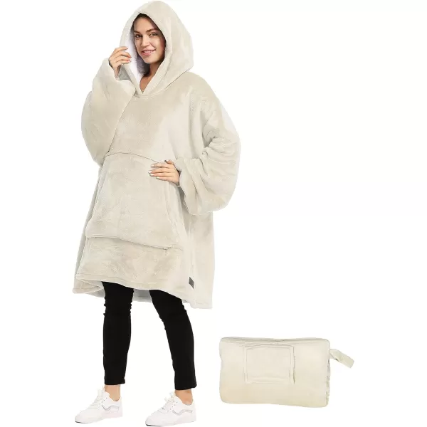 Catalonia Oversized Blanket Hoodie Sweatshirt Wearable Sherpa Blanket Pullover Ideal GiftingIvory