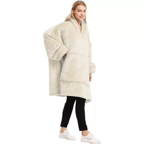 Catalonia Oversized Blanket Hoodie Sweatshirt Wearable Sherpa Blanket Pullover Ideal GiftingIvory