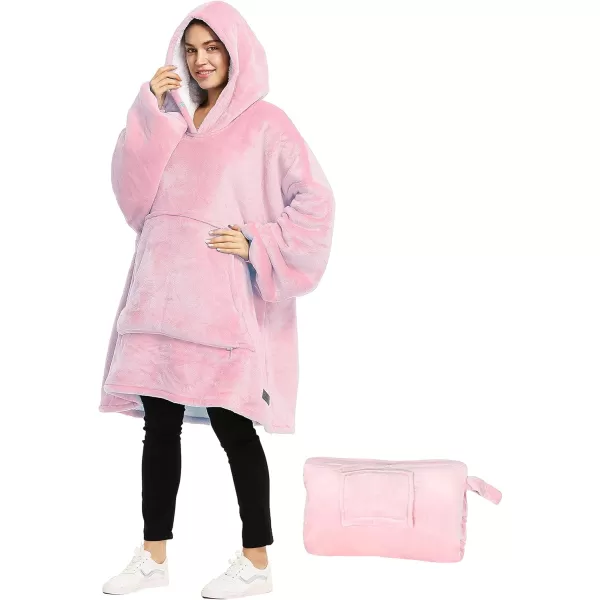 Catalonia Oversized Blanket Hoodie Sweatshirt Wearable Sherpa Blanket Pullover Ideal GiftingPink