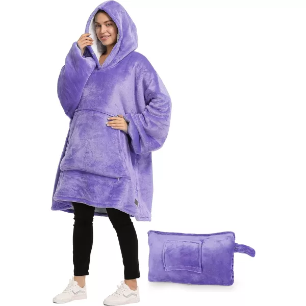 Catalonia Oversized Blanket Hoodie Sweatshirt Wearable Sherpa Blanket Pullover Ideal GiftingPurple