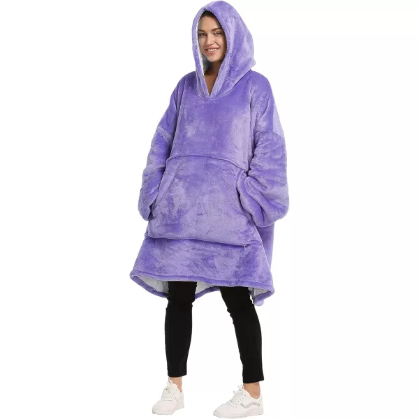 Catalonia Oversized Blanket Hoodie Sweatshirt Wearable Sherpa Blanket Pullover Ideal GiftingPurple