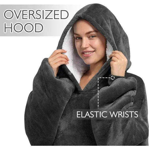 Catalonia Oversized Blanket Hoodie Sweatshirt Wearable Sherpa Lounging Pullover for Adults Women MenBlack