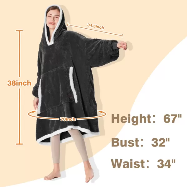 Catalonia Oversized Blanket Hoodie Sweatshirt Wearable Sherpa Lounging Pullover for Adults Women MenBlacksingle Layer