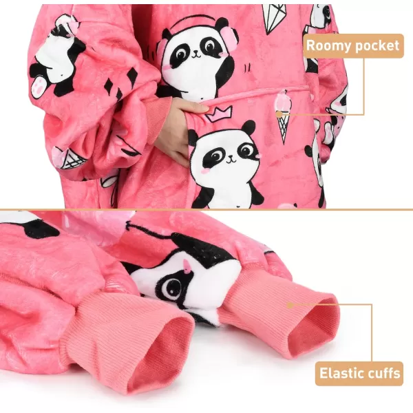 Catalonia Oversized Blanket Hoodie Sweatshirt Wearable Sherpa Lounging Pullover for Adults Women MenGirl Panda Pink