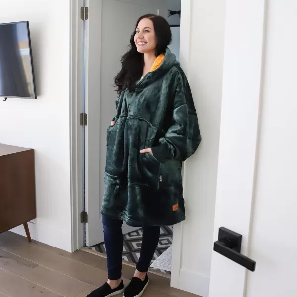 Catalonia Oversized Blanket Hoodie Sweatshirt Wearable Sherpa Lounging Pullover for Adults Women MenGreenYellow