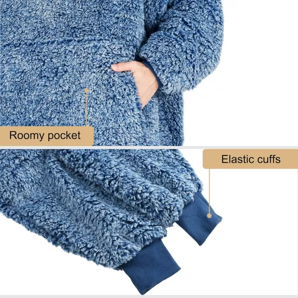 Catalonia Oversized Blanket Hoodie Sweatshirt Wearable Sherpa Lounging Pullover for Adults Women MenOmbre Blue