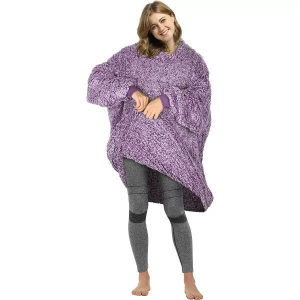 Catalonia Oversized Blanket Hoodie Sweatshirt Wearable Sherpa Lounging Pullover for Adults Women MenOmbre Purple