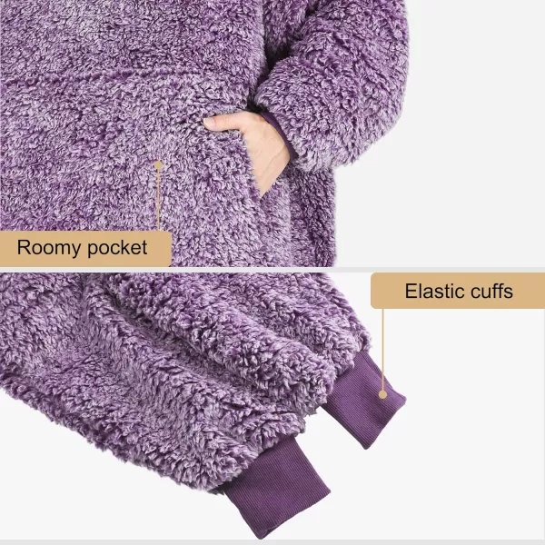 Catalonia Oversized Blanket Hoodie Sweatshirt Wearable Sherpa Lounging Pullover for Adults Women MenOmbre Purple