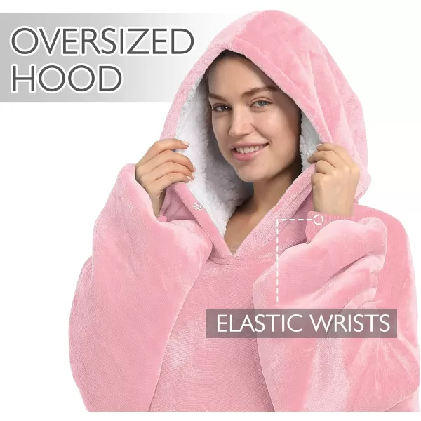 Catalonia Oversized Blanket Hoodie Sweatshirt Wearable Sherpa Lounging Pullover for Adults Women MenPinkextra Long