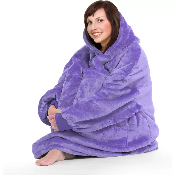 Catalonia Oversized Blanket Hoodie Sweatshirt Wearable Sherpa Lounging Pullover for Adults Women MenPurple