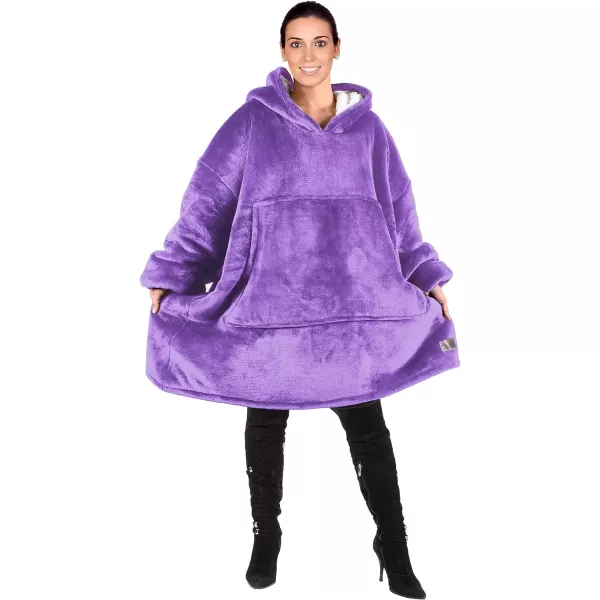 Catalonia Oversized Blanket Hoodie Sweatshirt Wearable Sherpa Lounging Pullover for Adults Women MenPurple