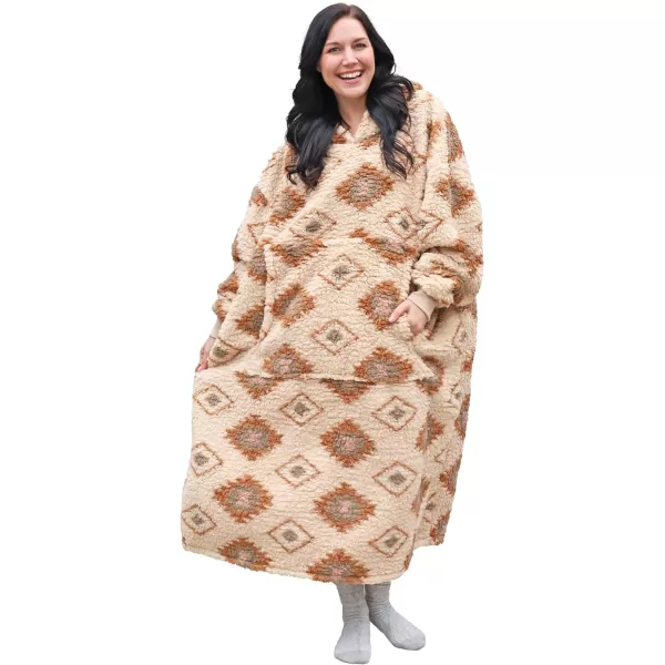 Catalonia Oversized Blanket Hoodie Sweatshirt Wearable Sherpa Lounging Pullover for Adults Women MenSouthwestextra Long