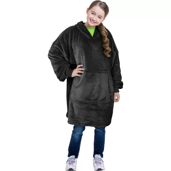 Catalonia Oversized Blanket Hoodie Sweatshirt for Kids Wearable Fleece Pullover with Large Front Pocket Teen Boys GirlsBlack