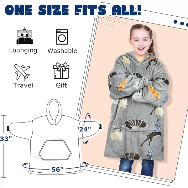 Catalonia Oversized Blanket Hoodie Sweatshirt for Kids Wearable Fleece Pullover with Large Front Pocket Teen Boys GirlsGlow in the Darkdog