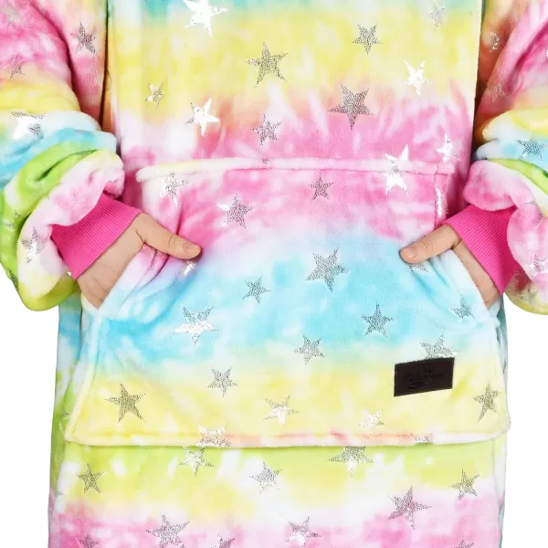 Catalonia Oversized Blanket Hoodie Sweatshirt for Kids Wearable Fleece Pullover with Large Front Pocket Teen Boys GirlsRainbow Unicorn