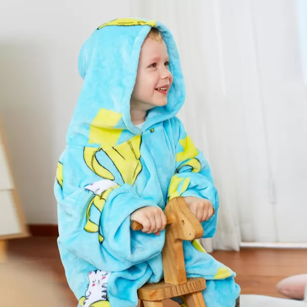 Catalonia Oversized Blanket Hoodie for Kids Wearable Fleece Sweatshirt Pullover with Large Front Pocket 412 Years Boy GirlBanana Cat Blue