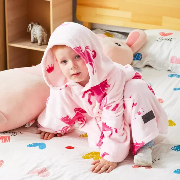 Catalonia Oversized Blanket Hoodie for Kids Wearable Fleece Sweatshirt Pullover with Large Front Pocket 412 Years Boy GirlUnicorn Pink