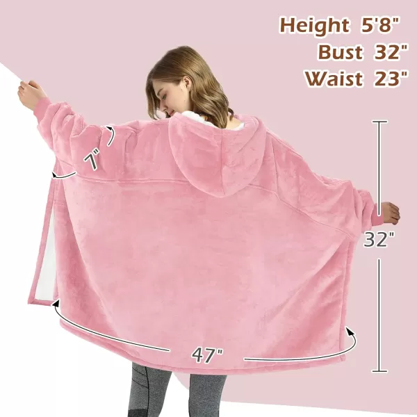 Catalonia Oversized Hoodie Sweatshirt Poncho Casual Hoodie Cape Batwing Coat Pullover Blanket  Fluffy Sherpa Comfortable Roomy  for Adults Women MenOne Size Pink