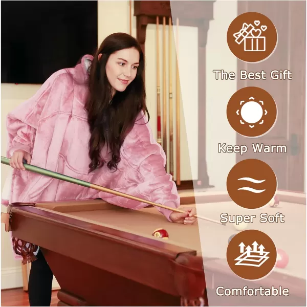 Catalonia Oversized Hoodie Sweatshirt Poncho Casual Hoodie Cape Batwing Coat Pullover Blanket  Fluffy Sherpa Comfortable Roomy  for Adults Women MenOne Size Pink