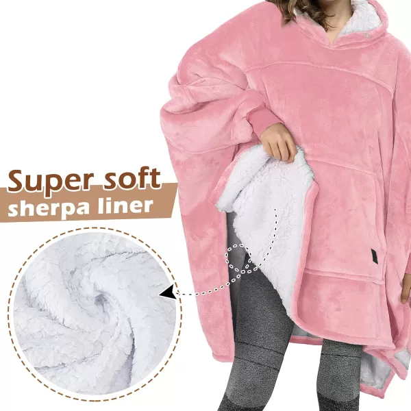 Catalonia Oversized Hoodie Sweatshirt Poncho Casual Hoodie Cape Batwing Coat Pullover Blanket  Fluffy Sherpa Comfortable Roomy  for Adults Women MenOne Size Pink