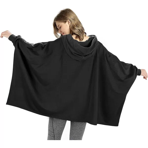 Catalonia Oversized Hoodie Sweatshirt Poncho Casual Hoodie Cape Batwing Coat Pullover Blanket for Adults Women MenBlack