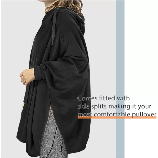 Catalonia Oversized Hoodie Sweatshirt Poncho Casual Hoodie Cape Batwing Coat Pullover Blanket for Adults Women MenBlack