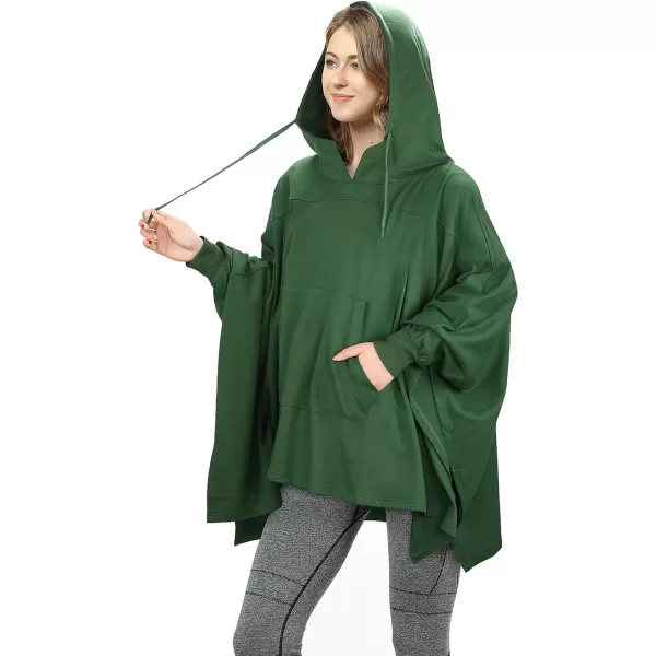 Catalonia Oversized Hoodie Sweatshirt Poncho Casual Hoodie Cape Batwing Coat Pullover Blanket for Adults Women MenGreen