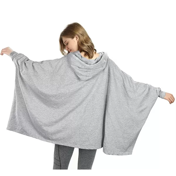 Catalonia Oversized Hoodie Sweatshirt Poncho Casual Hoodie Cape Batwing Coat Pullover Blanket for Adults Women MenGrey