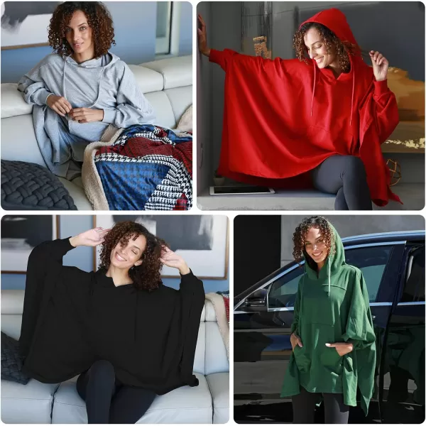 Catalonia Oversized Hoodie Sweatshirt Poncho Casual Hoodie Cape Batwing Coat Pullover Blanket for Adults Women MenRed