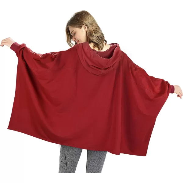 Catalonia Oversized Hoodie Sweatshirt Poncho Casual Hoodie Cape Batwing Coat Pullover Blanket for Adults Women MenRed