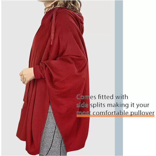 Catalonia Oversized Hoodie Sweatshirt Poncho Casual Hoodie Cape Batwing Coat Pullover Blanket for Adults Women MenRed