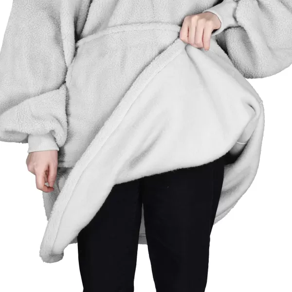 Catalonia Oversized Wearable Blanket Hoodie Sweatshirt with Quarter Zipper Giant Faux Shearling PulloverDove Grey  Faux Shearling