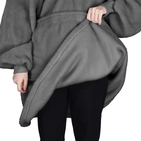 Catalonia Oversized Wearable Blanket Hoodie Sweatshirt with Quarter Zipper Giant Faux Shearling PulloverGrey  Faux Shearling