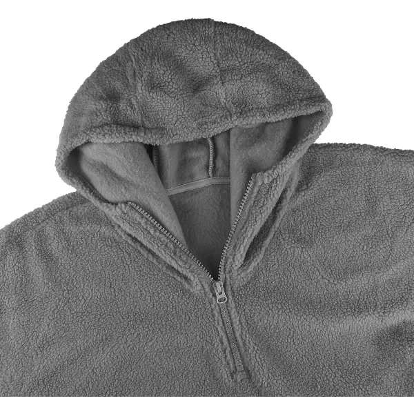 Catalonia Oversized Wearable Blanket Hoodie Sweatshirt with Quarter Zipper Giant Faux Shearling PulloverGrey  Faux Shearling