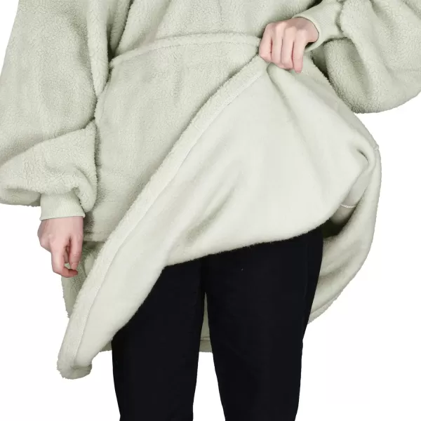 Catalonia Oversized Wearable Blanket Hoodie Sweatshirt with Quarter Zipper Giant Faux Shearling PulloverIvory  Faux Shearling