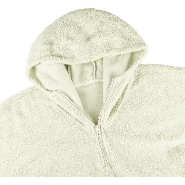 Catalonia Oversized Wearable Blanket Hoodie Sweatshirt with Quarter Zipper Giant Faux Shearling PulloverIvory  Faux Shearling