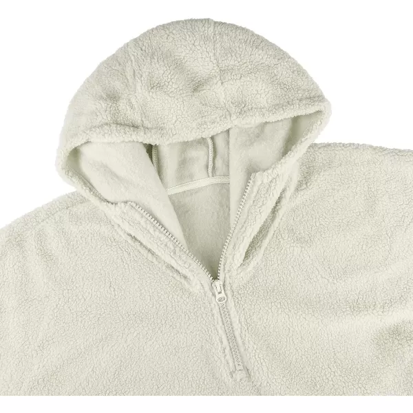 Catalonia Oversized Wearable Blanket Hoodie Sweatshirt with Quarter Zipper Giant Faux Shearling PulloverLatte  Faux Shearling