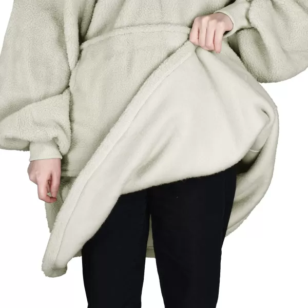 Catalonia Oversized Wearable Blanket Hoodie Sweatshirt with Quarter Zipper Giant Faux Shearling PulloverLatte  Faux Shearling