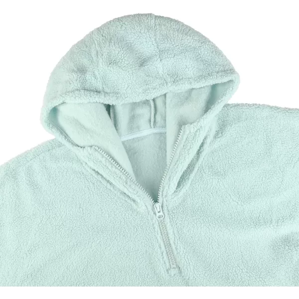 Catalonia Oversized Wearable Blanket Hoodie Sweatshirt with Quarter Zipper Giant Faux Shearling PulloverMint  Faux Shearling