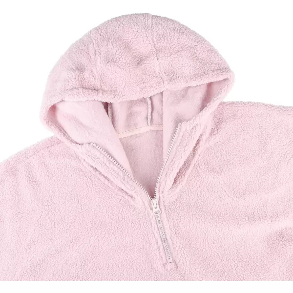 Catalonia Oversized Wearable Blanket Hoodie Sweatshirt with Quarter Zipper Giant Faux Shearling PulloverPink  Faux Shearling