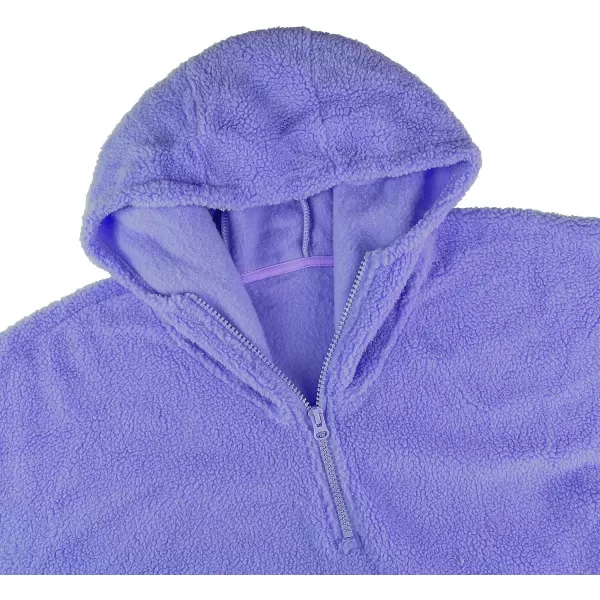 Catalonia Oversized Wearable Blanket Hoodie Sweatshirt with Quarter Zipper Giant Faux Shearling PulloverPurple  Faux Shearling