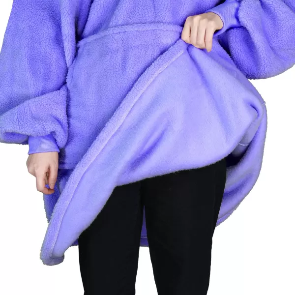 Catalonia Oversized Wearable Blanket Hoodie Sweatshirt with Quarter Zipper Giant Faux Shearling PulloverPurple  Faux Shearling