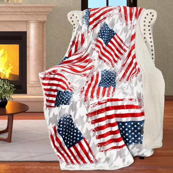 Catalonia Patriotic US Flag Blanket American National Flag Throws Sherpa Fleece Reversible Blanket for Couch Bed Decor 4th of July Citizenship Veteran Gift 50X70 inchesThrow50x70 American Flags