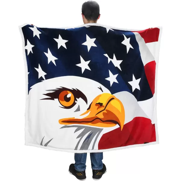 Catalonia Patriotic US Flag Blanket American National Flag Throws Sherpa Fleece Reversible Blanket for Couch Bed Decor 4th of July Citizenship Veteran GiftThrow50x60 Us Eagle Flag