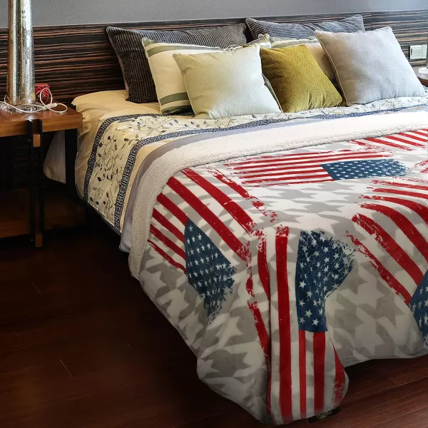 Catalonia Patriotic US Flag Blanket American National Flag Throws Sherpa Fleece Reversible Blanket for Couch Bed Decor 4th of July Citizenship Veteran Gift 50X70 inchesThrow50x70 American Flags