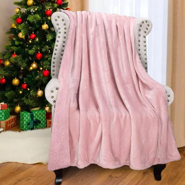 Catalonia Pink Sherpa Throws Blanket for Girls Super Soft Comfy Fuzzy Micro Plush Fleece Snuggle Blanket for Sofa Couch TV Bed Reversible Match Color All Seasons 50x60 Tone to Tone50x60 Pink