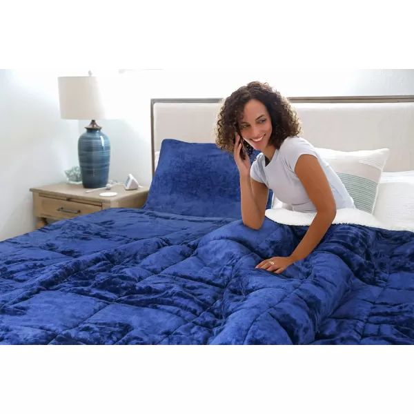 Catalonia Queen Size Sherpa Comforter Set UltraSoft Reversible Fluffy Micromink Bedding Set3 Pieces 1 Comforter and 2 Pillow ShamsKing Blue